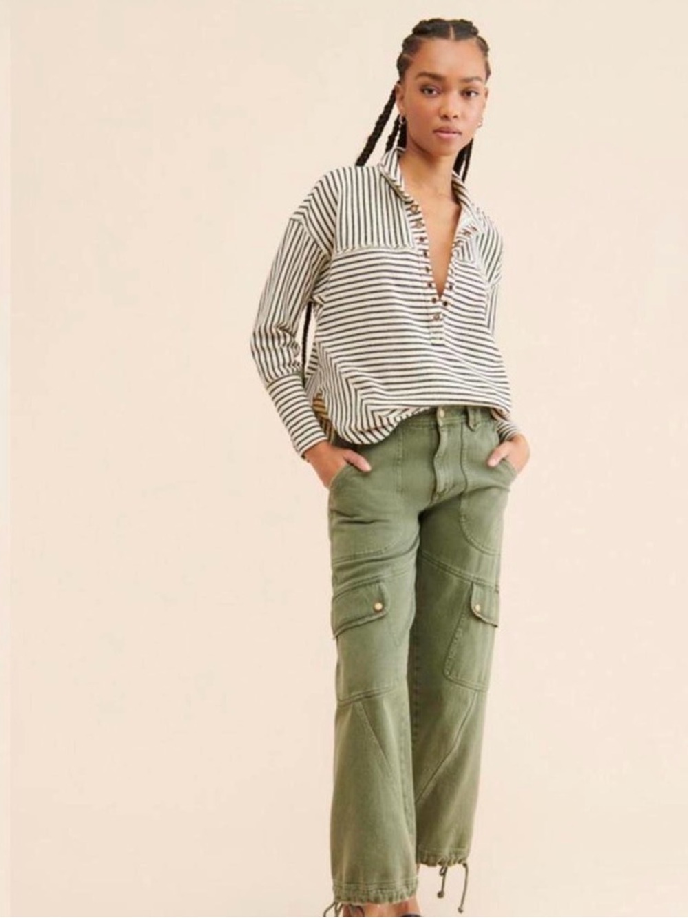 Pilcro Spliced Henley Top From Anthropologie Size Small